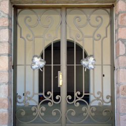 PARTICULAR PUERTA PRINCIPAL DE ACERO AL CARBON FUNDICION DE ALUMINIO Y CRISTAL CLARO